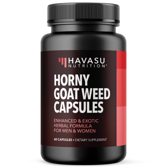 Horny Goat Weed Kapseln für Männer und Frauen – Extra starke Leistungs- und Energieunterstützung mit Tongkat Ali, Muira Puama und Sägepalme – 1 Monatsvorrat pflanzliches Nahrungsergänzungsmittel für erhöhte Ausdauer