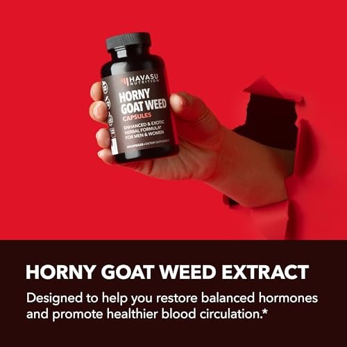 Horny Goat Weed Kapseln für Männer und Frauen – Extra starke Leistungs- und Energieunterstützung mit Tongkat Ali, Muira Puama und Sägepalme – 1 Monatsvorrat pflanzliches Nahrungsergänzungsmittel für erhöhte Ausdauer