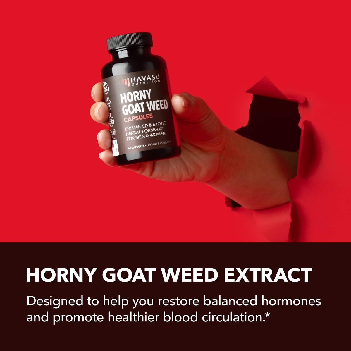 Horny Goat Weed Kapseln für Männer und Frauen – Extra starke Leistungs- und Energieunterstützung mit Tongkat Ali, Muira Puama und Sägepalme – 1 Monatsvorrat pflanzliches Nahrungsergänzungsmittel für erhöhte Ausdauer