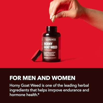Horny Goat Weed Kapseln für Männer und Frauen – Extra starke Leistungs- und Energieunterstützung mit Tongkat Ali, Muira Puama und Sägepalme – 1 Monatsvorrat pflanzliches Nahrungsergänzungsmittel für erhöhte Ausdauer