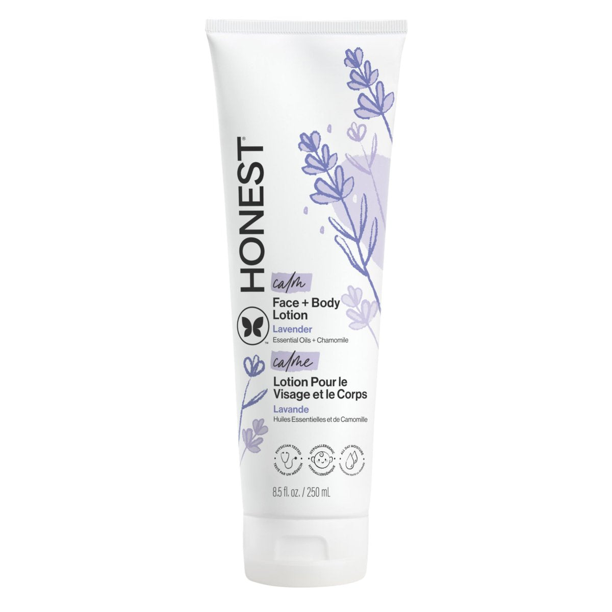 The Honest Company Hydrating Face Body Lotion, Lavender Calm, 8,5 fl oz – Schnell einziehende, hypoallergene Feuchtigkeitspflege für Gesicht und Körper