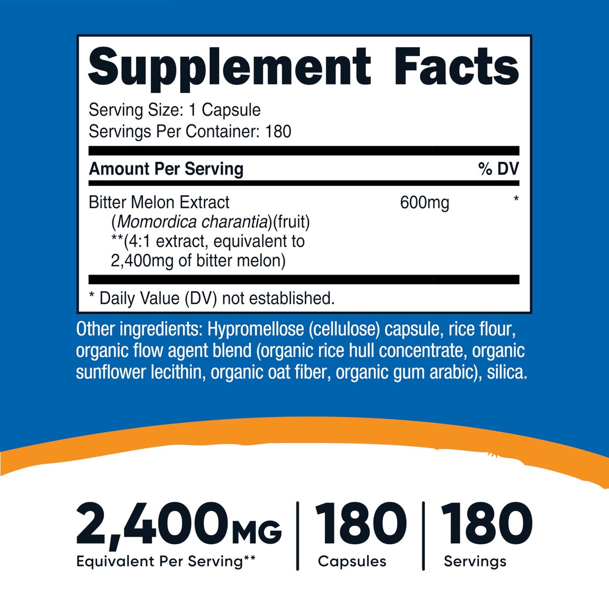 Nutricost Bitter Melon Extract 180 Kapseln – 180 Portionen pro Flasche – Momordica Charantia, vegan, glutenfrei und gentechnikfrei