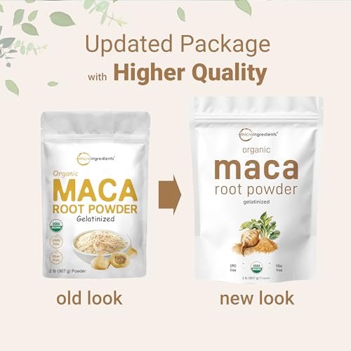 Micro Ingredients Bio Maca-Pulver, 2 Pfund, Gelatinisiert für bessere Aufnahme, Reich an Antioxidantien, Ohne GVO, Vegan und aus Peru