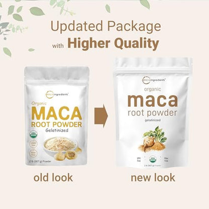 Micro Ingredients Bio Maca-Pulver, 2 Pfund, Gelatinisiert für bessere Aufnahme, Reich an Antioxidantien, Ohne GVO, Vegan und aus Peru