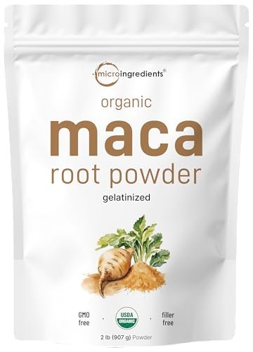 Micro Ingredients Bio Maca-Pulver, 2 Pfund, Gelatinisiert für bessere Aufnahme, Reich an Antioxidantien, Ohne GVO, Vegan und aus Peru