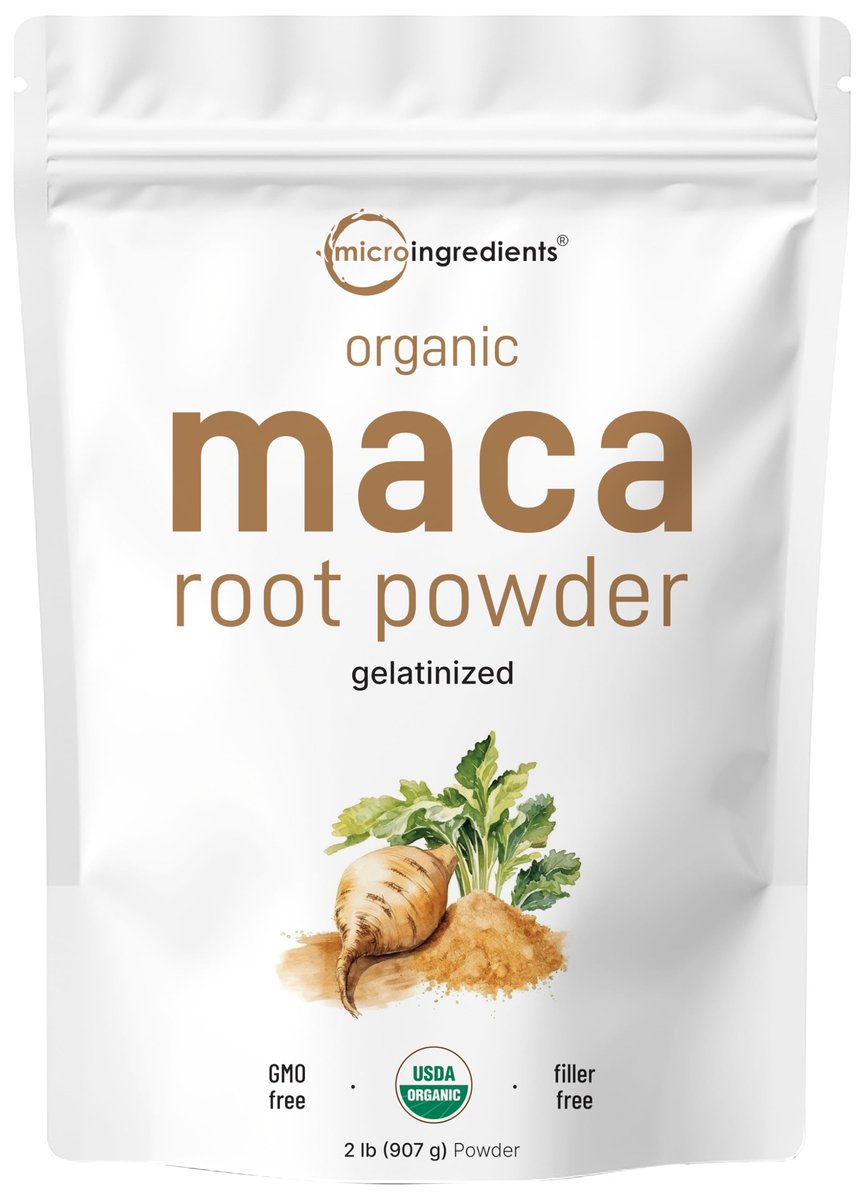 Micro Ingredients Bio Maca-Pulver, 2 Pfund, Gelatinisiert für bessere Aufnahme, Reich an Antioxidantien, Ohne GVO, Vegan und aus Peru