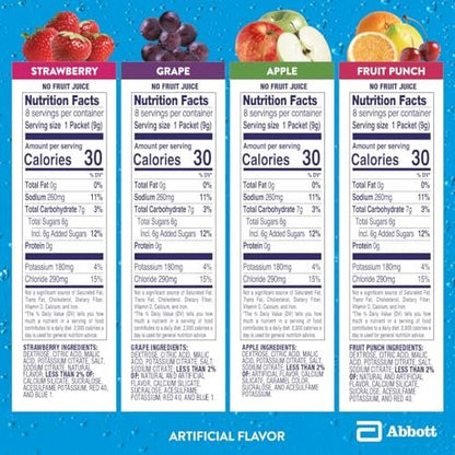 Pedialyte Elektrolyt-Pulver, Hydrationsgetränk für Kinder & Erwachsene, Sortenpaket: Erdbeere, Fruchtpunsch, Traube und Apfel, 24 Pulverbeutel