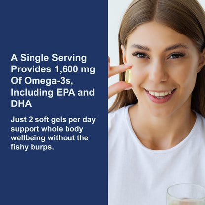 Carlson Elite Omega-3 Gems 1600 mg – Hochdosiertes Omega-3 aus nachhaltig gefangenem norwegischem Fischöl, mit EPA und DHA, Zitronengeschmack, 60 Softgels