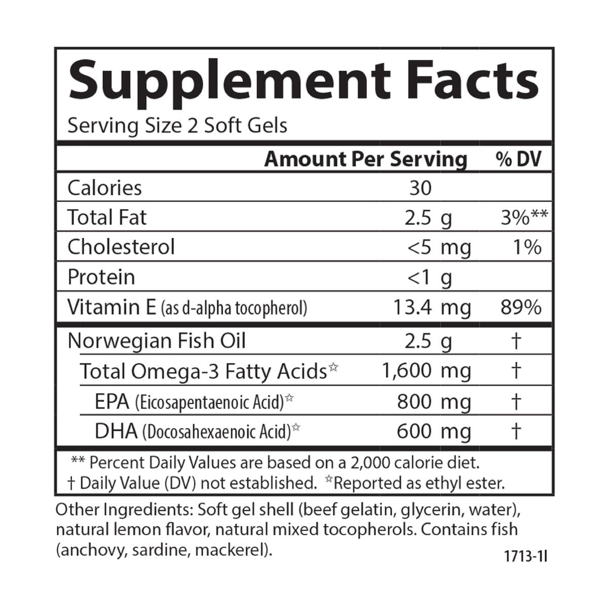 Carlson Elite Omega-3 Gems 1600 mg – Hochdosiertes Omega-3 aus nachhaltig gefangenem norwegischem Fischöl, mit EPA und DHA, Zitronengeschmack, 60 Softgels