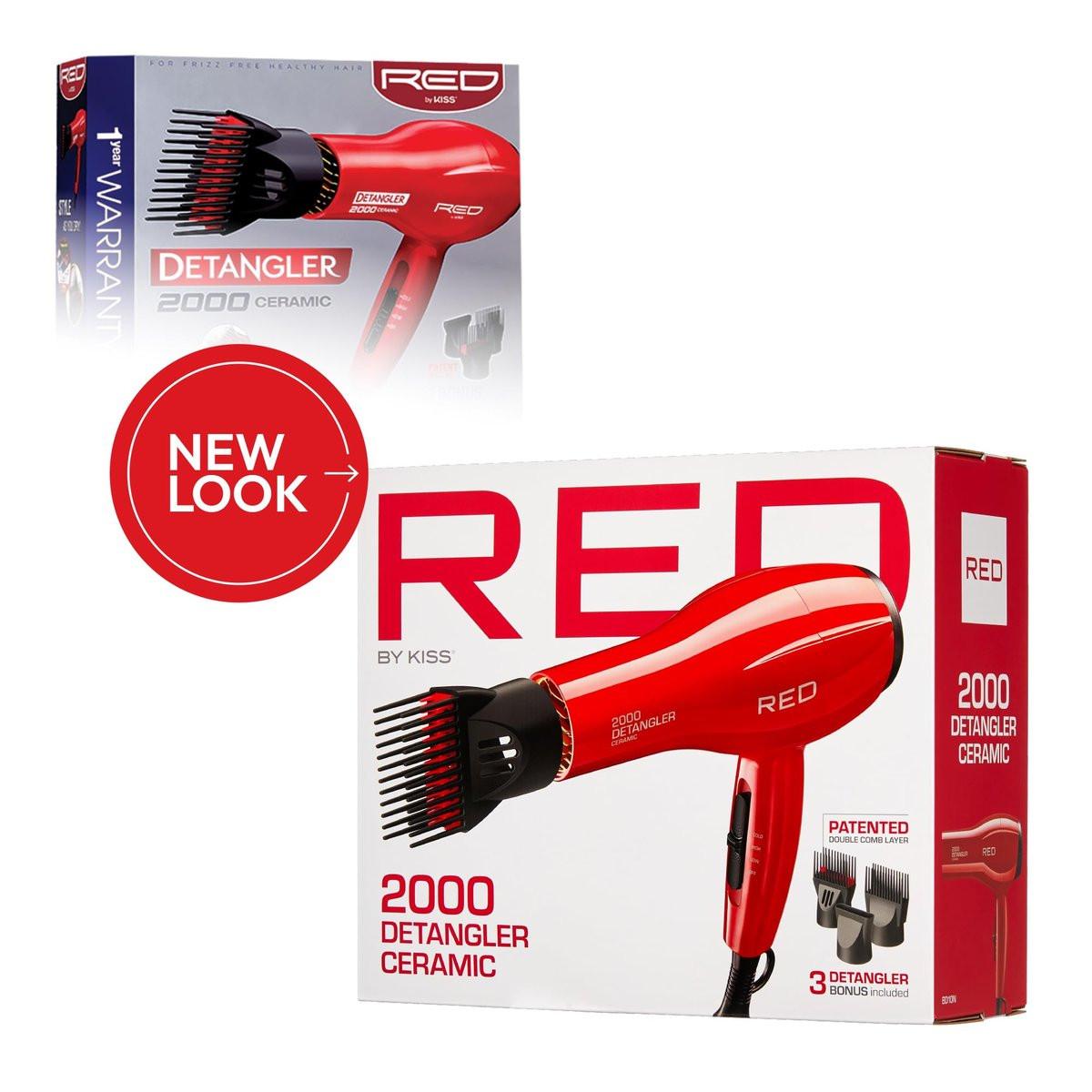 Red by Kiss Detangler Dryer Plus – Professioneller Haartrockner mit 3 Aufsätzen, 1,75 Pfund, Keramik