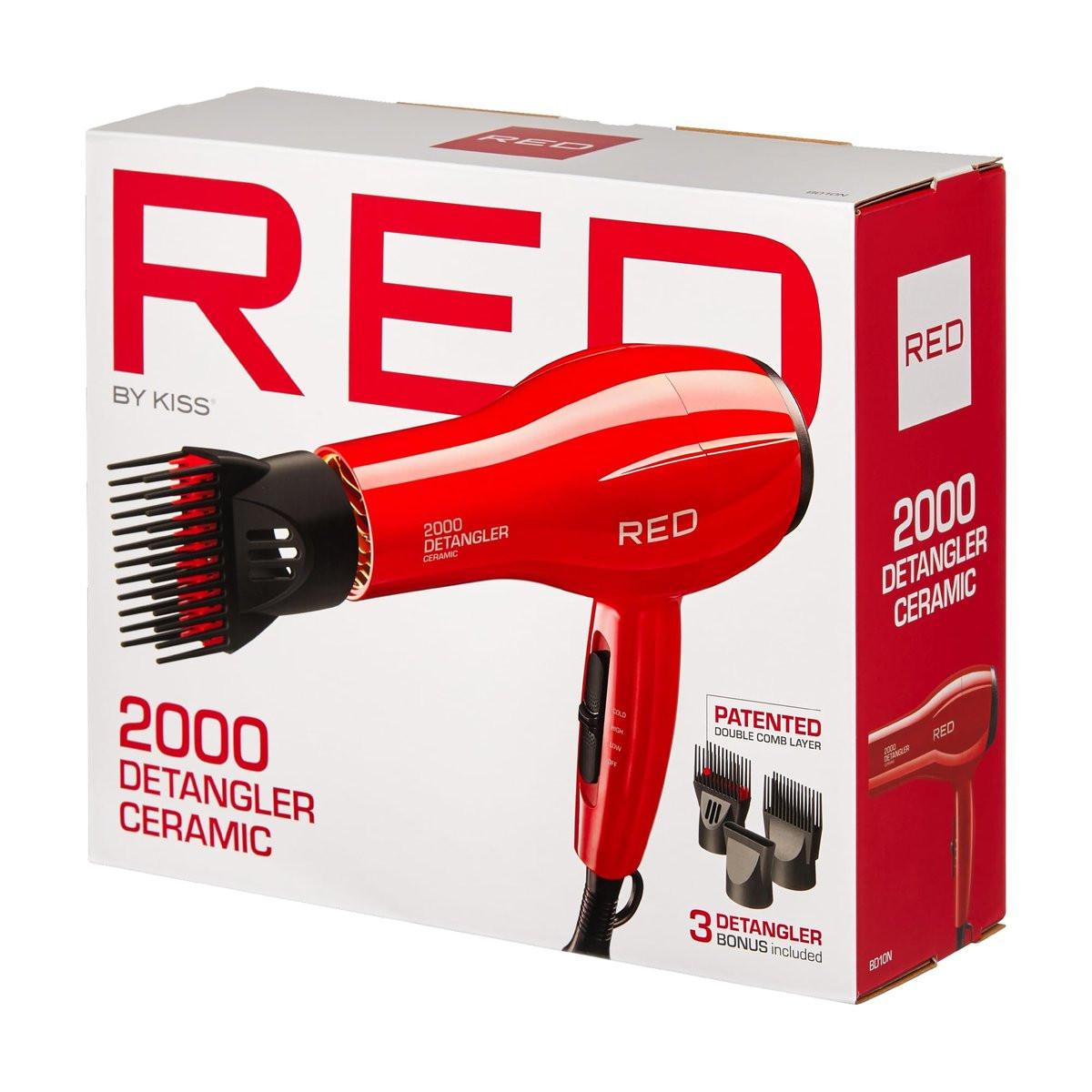 Red by Kiss Detangler Dryer Plus – Professioneller Haartrockner mit 3 Aufsätzen, 1,75 Pfund, Keramik