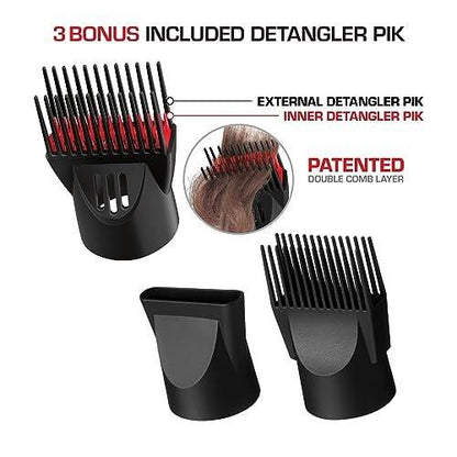 Red by Kiss Detangler Dryer Plus – Professioneller Haartrockner mit 3 Aufsätzen, 1,75 Pfund, Keramik