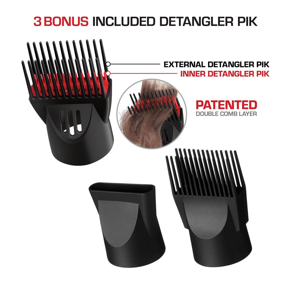 Red by Kiss Detangler Dryer Plus – Professioneller Haartrockner mit 3 Aufsätzen, 1,75 Pfund, Keramik