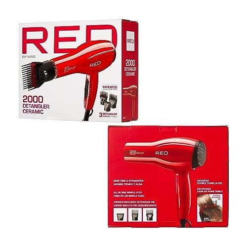 Red by Kiss Detangler Dryer Plus – Professioneller Haartrockner mit 3 Aufsätzen, 1,75 Pfund, Keramik