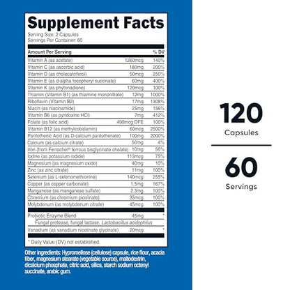 Nutricost Multivitamin mit Probiotika – 120 vegane Kapseln mit Vitaminen & Mineralstoffen
