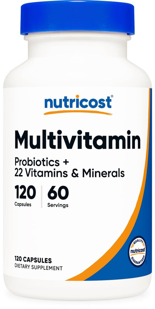 Nutricost Multivitamin mit Probiotika – 120 vegane Kapseln mit Vitaminen & Mineralstoffen