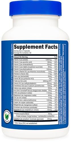 Nutricost Multivitamin mit Probiotika – 120 vegane Kapseln mit Vitaminen & Mineralstoffen