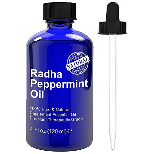 Radha Beauty Pfefferminzöl 118 ml – 100 % reines & therapeutisches Ätherisches Öl, durch Wasserdampfdestillation, für Aromatherapie, frischer Minzduft, Konzentration, DIY-Projekte, Kerzen, Sprays und Duft