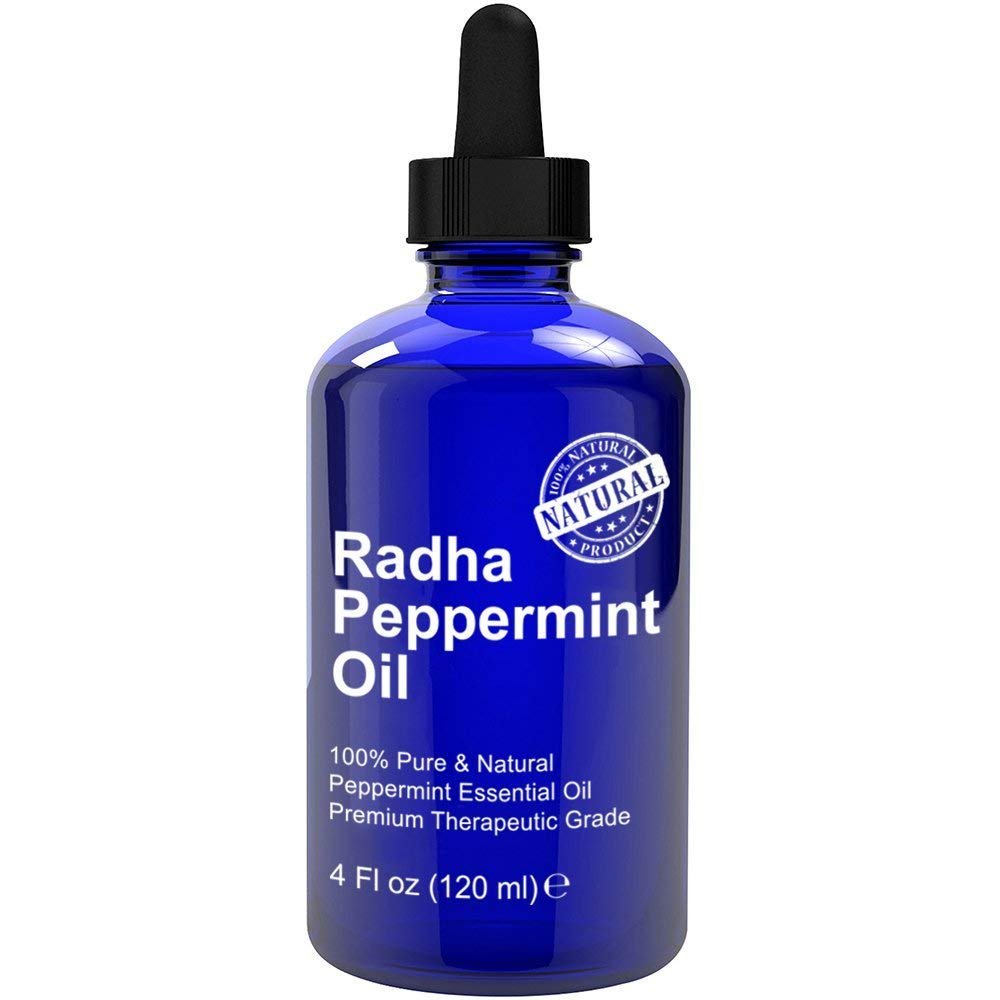 Radha Beauty Pfefferminzöl 118 ml – 100 % reines & therapeutisches Ätherisches Öl, durch Wasserdampfdestillation, für Aromatherapie, frischer Minzduft, Konzentration, DIY-Projekte, Kerzen, Sprays und Duft
