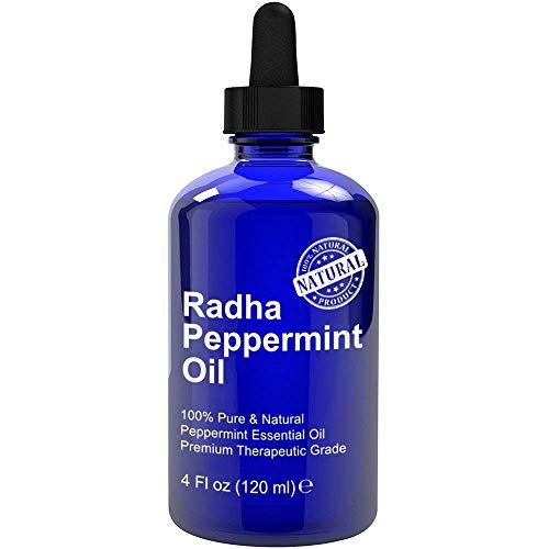 Radha Beauty Pfefferminzöl 118 ml – 100 % reines & therapeutisches Ätherisches Öl, durch Wasserdampfdestillation, für Aromatherapie, frischer Minzduft, Konzentration, DIY-Projekte, Kerzen, Sprays und Duft