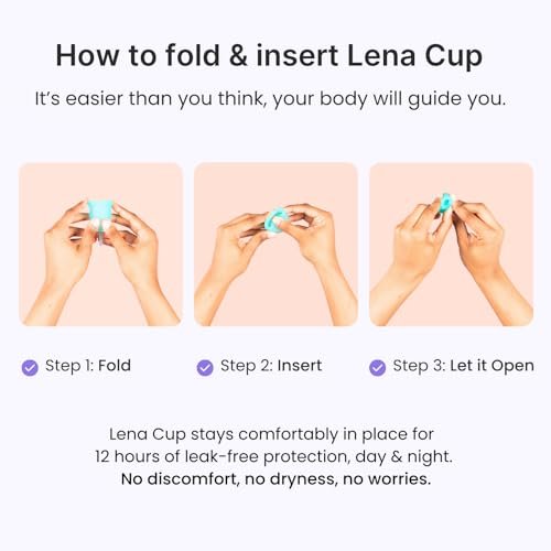 Lena Menstruationsbecher Original – Wiederverwendbare Menstruationstasse aus medizinischem Silikon, sanfter 12-Stunden-Schutz, auslaufsicher, anfängerfreundlich – klein, lila