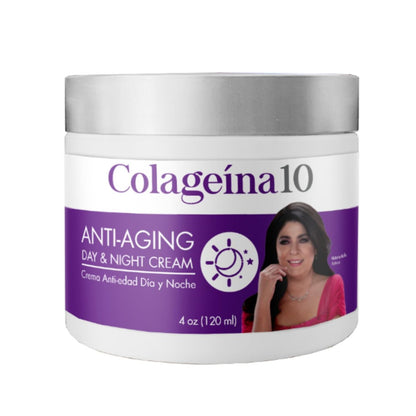 Colageina 10 Anti-Aging Tages- und Nachtcreme – Reduziert das Erscheinungsbild von feinen Linien und Falten mit hydrolysiertem Kollagen und Hyaluronsäure – 120 ml
