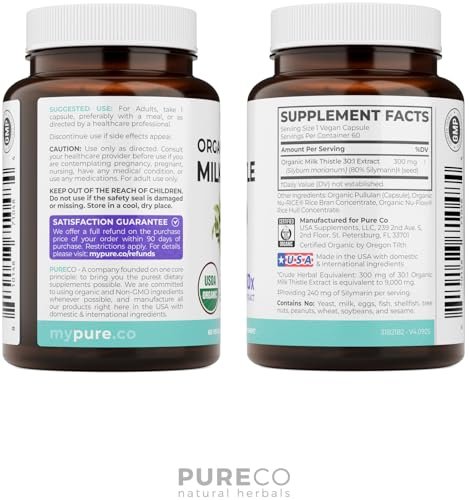 Bio Mariendistel Kapseln - 80% Silymarin, 300 mg Extrakt (30:1) hochkonzentriert, entspricht 9.000 mg, 60 Tage Vorrat