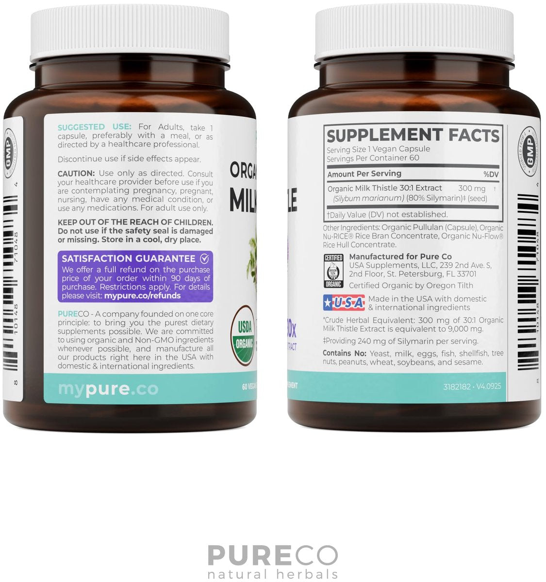 Bio Mariendistel Kapseln - 80% Silymarin, 300 mg Extrakt (30:1) hochkonzentriert, entspricht 9.000 mg, 60 Tage Vorrat