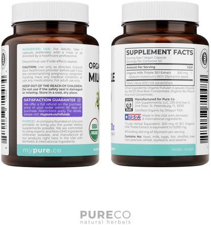 Bio Mariendistel Kapseln - 80% Silymarin, 300 mg Extrakt (30:1) hochkonzentriert, entspricht 9.000 mg, 60 Tage Vorrat