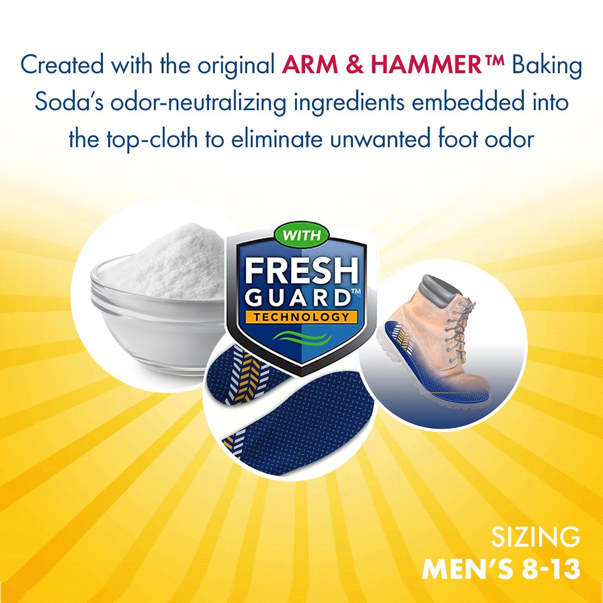 Arm & Hammer Memory Foam Work Einlegesohlen für Damen und Herren – Paar Anti-Ermüdungs-Gedächtnisschaum-Einlagen mit Fußgewölbeunterstützung für Arbeitsstiefel, Sneaker oder Business-Schuhe (1 Pack)
