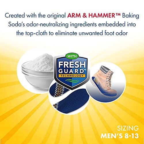 Arm & Hammer Memory Foam Work Einlegesohlen für Damen und Herren – Paar Anti-Ermüdungs-Gedächtnisschaum-Einlagen mit Fußgewölbeunterstützung für Arbeitsstiefel, Sneaker oder Business-Schuhe (1 Pack)