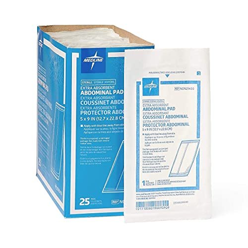 Medline NON21450H Sterile Bauchkompressen, super saugfähig, 5" x 9", 25 Stück