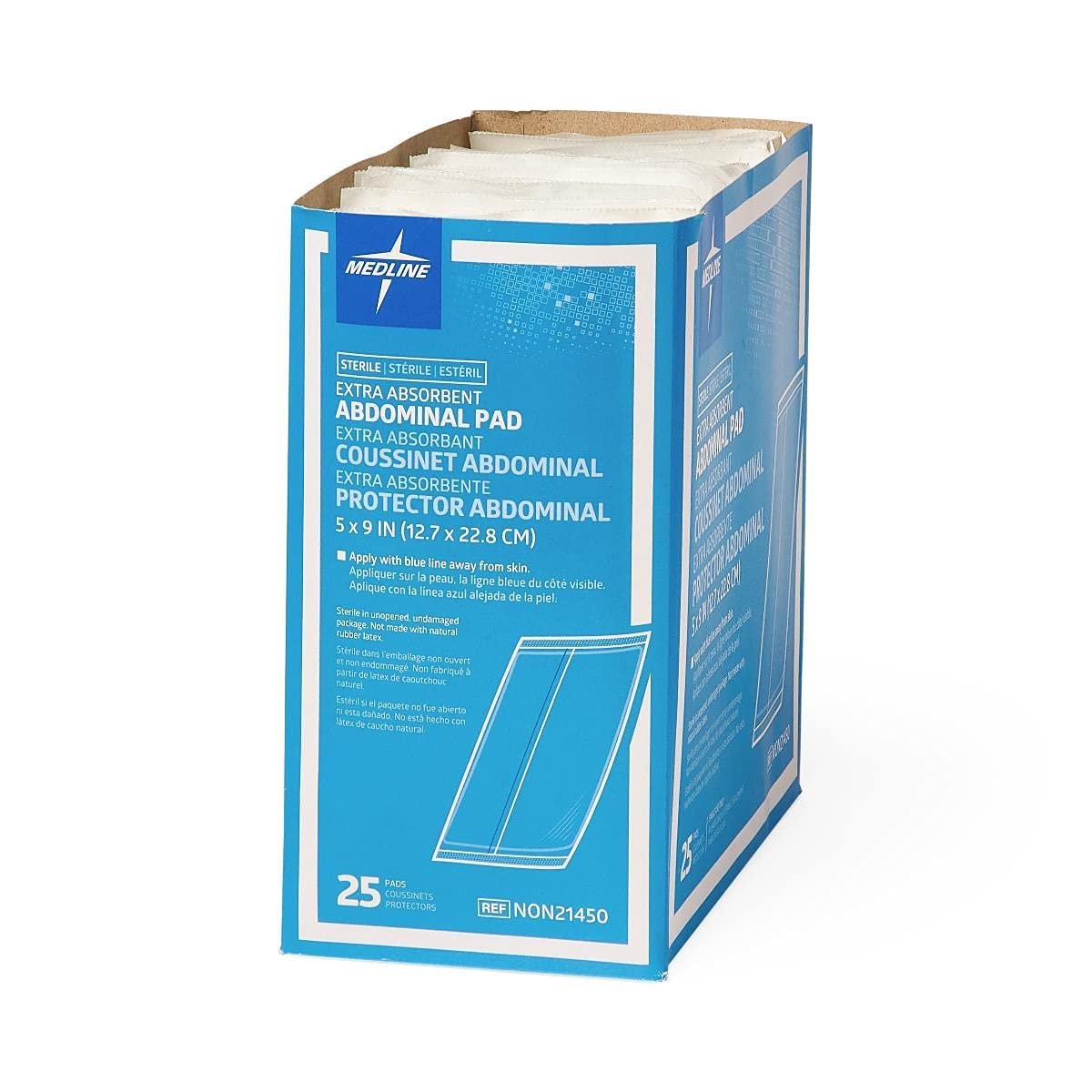 Medline NON21450H Sterile Bauchkompressen, super saugfähig, 5" x 9", 25 Stück