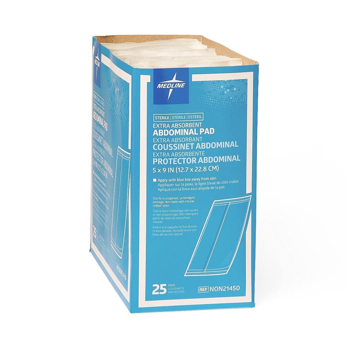 Medline NON21450H Sterile Bauchkompressen, super saugfähig, 5" x 9", 25 Stück
