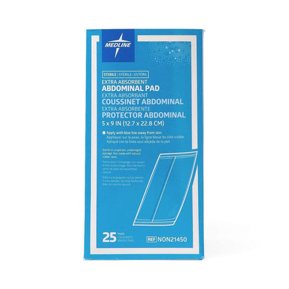 Medline NON21450H Sterile Bauchkompressen, super saugfähig, 5" x 9", 25 Stück