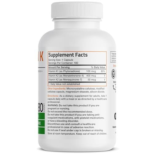 Vitamin K Triple Play (Vitamin K2 MK7 / Vitamin K2 MK4 / Vitamin K1) Vollspektrum-Komplex Vitamin-K-Ergänzung, 180 Kapseln