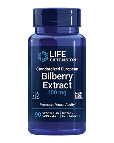 Life Extension Standardisierter Europäischer Heidelbeerextrakt, 100 mg, MirtoSelect® Vaccinium myrtillus, Augengesundheit, Durchblutung, Gelenkschmierung, glutenfrei, nicht-GVO, vegetarisch, 90 Kapseln