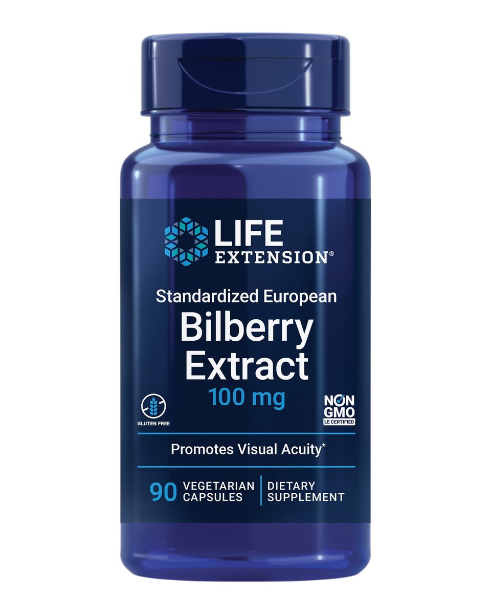 Life Extension Standardisierter Europäischer Heidelbeerextrakt, 100 mg, MirtoSelect® Vaccinium myrtillus, Augengesundheit, Durchblutung, Gelenkschmierung, glutenfrei, nicht-GVO, vegetarisch, 90 Kapseln