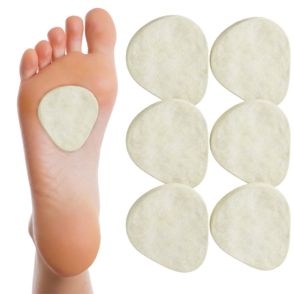 Metatarsal-Filz-Fußpolster 3/16 Zoll Dick - Hergestellt in USA - 6 Paare (12 Stück)