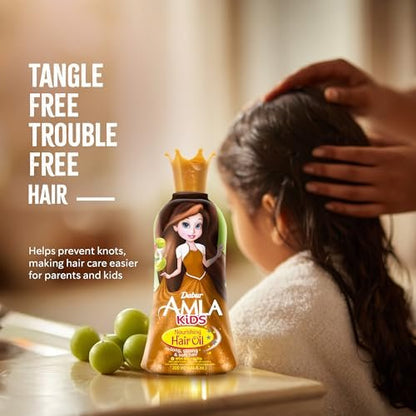 Dabur Amla Haaröl für Kinder – Pflegendes Öl mit Oliven- und Mandelextrakten, stärkt, macht weich und pflegt, sanfte Pflege für alle Haartypen, ideales tägliches Haaröl für Kinder, 200 ml