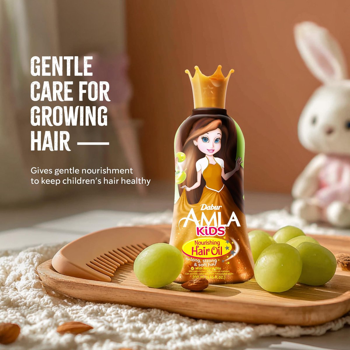 Dabur Amla Haaröl für Kinder – Pflegendes Öl mit Oliven- und Mandelextrakten, stärkt, macht weich und pflegt, sanfte Pflege für alle Haartypen, ideales tägliches Haaröl für Kinder, 200 ml