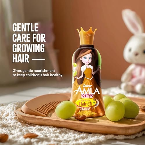 Dabur Amla Haaröl für Kinder – Pflegendes Öl mit Oliven- und Mandelextrakten, stärkt, macht weich und pflegt, sanfte Pflege für alle Haartypen, ideales tägliches Haaröl für Kinder, 200 ml
