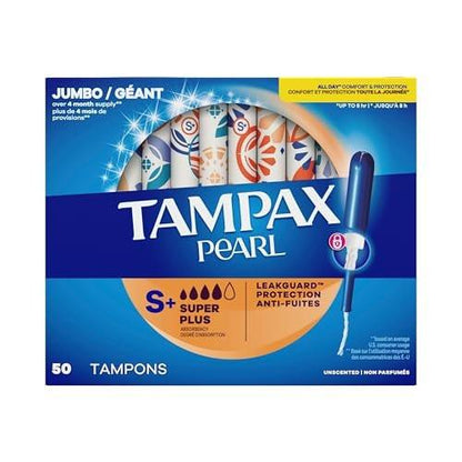 Tampax Pearl Tampons für Frauen, mit LeakGuard Braid, Super Plus Saugstärke, unparfümiert, 50 Stück