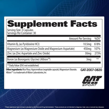 GAT Sport Essentials ZMAG-T – Zink, Magnesium, B6 + Boron, 90 vegane Kapseln