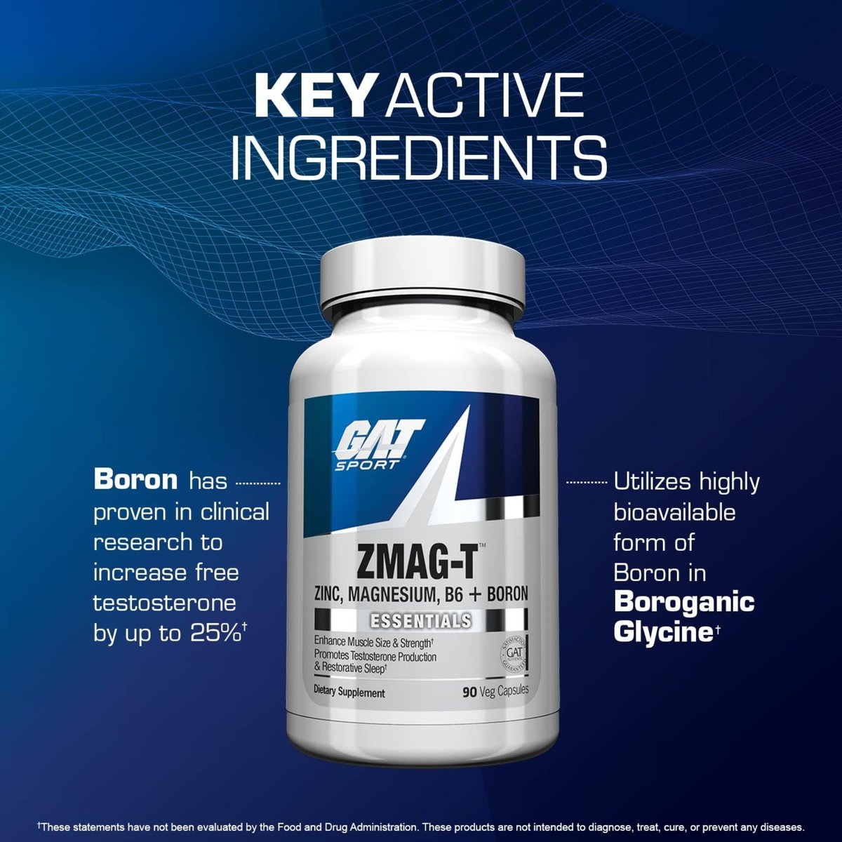GAT Sport Essentials ZMAG-T – Zink, Magnesium, B6 + Boron, 90 vegane Kapseln