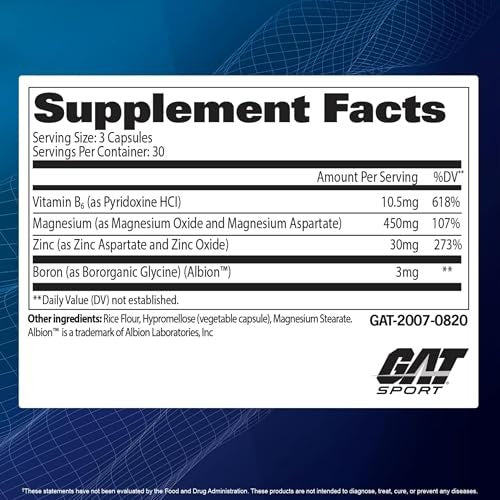 GAT Sport Essentials ZMAG-T – Zink, Magnesium, B6 + Boron, 90 vegane Kapseln