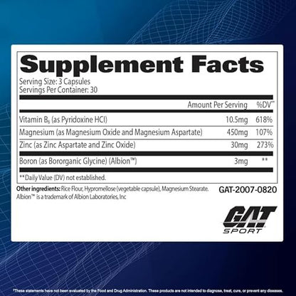 GAT Sport Essentials ZMAG-T – Zink, Magnesium, B6 + Boron, 90 vegane Kapseln