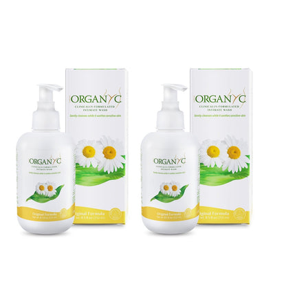 Organyc - Intimwaschgel für empfindliche Haut - Frei von Chlor, Parabenen, SLS/SLES und synthetischen Duftstoffen - 2er-Pack à 250 ml mit Kamille