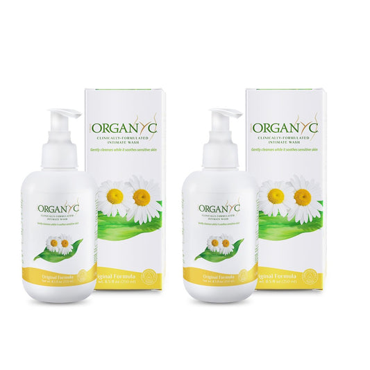Organyc - Intimwaschgel für empfindliche Haut - Frei von Chlor, Parabenen, SLS/SLES und synthetischen Duftstoffen - 2er-Pack à 250 ml mit Kamille