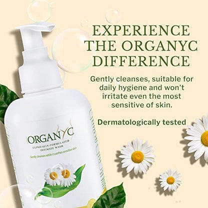 Organyc - Intimwaschgel für empfindliche Haut - Frei von Chlor, Parabenen, SLS/SLES und synthetischen Duftstoffen - 2er-Pack à 250 ml mit Kamille